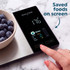 Digital kitchen scale with bowl of blueberries and nutrition display