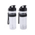 Pack of 2 clear water bottles with black lids and carry straps