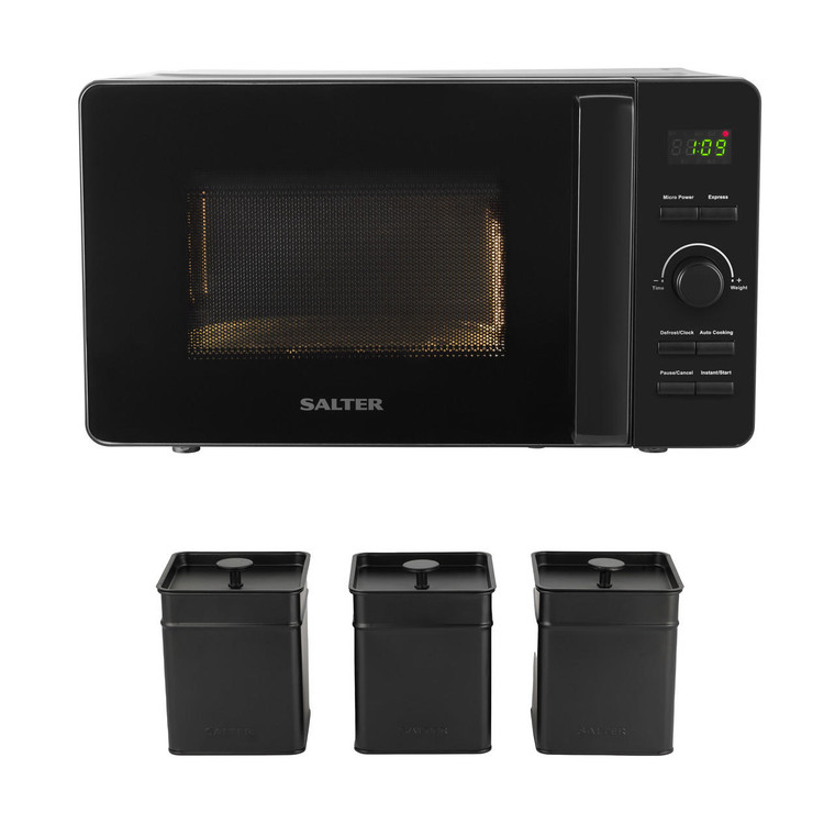 Kuro Microwave and Canister Set – 800W, Black 
