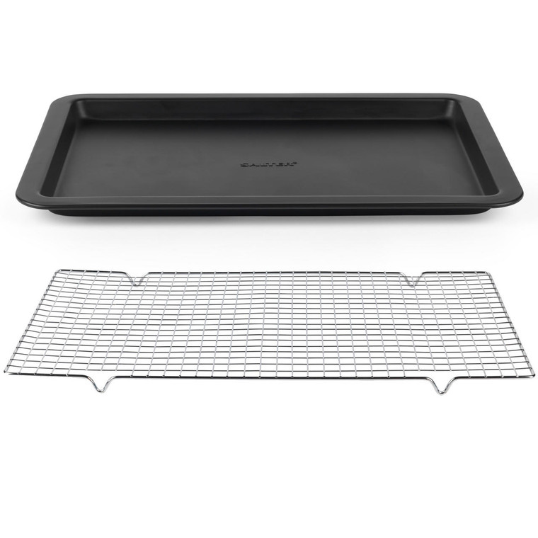 Bakes 37 cm Baking Tray & 41 cm Cooling Rack Set – Carbon Steel, Non-Stick 