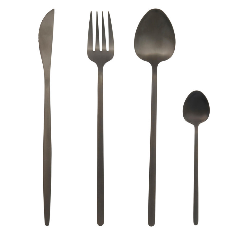 Noir 32 Piece Cutlery Set - Stainless Steel, Black 