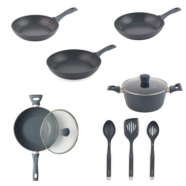 Marino 8 Piece Cookware Set – Includes Frying Pans, Stockpot, Wok and 3pc Utensil Set Salter COMBO-8850 5054061541434 