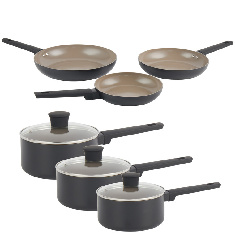 Ceramic 6-Piece Frying Pan & Saucepan Pan Set 