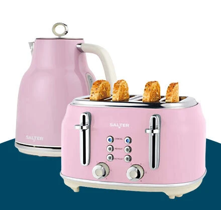 Pink kettle and toaster