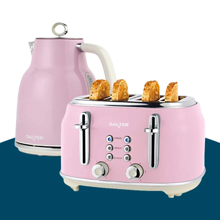 Pink kettle and toaster