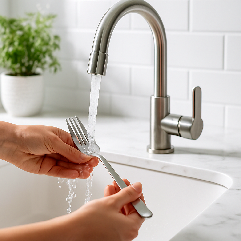 Rinsing a fork