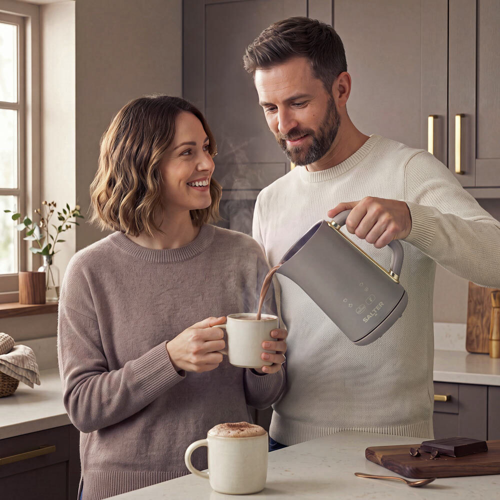 A couple enjoying a hot chocolate 