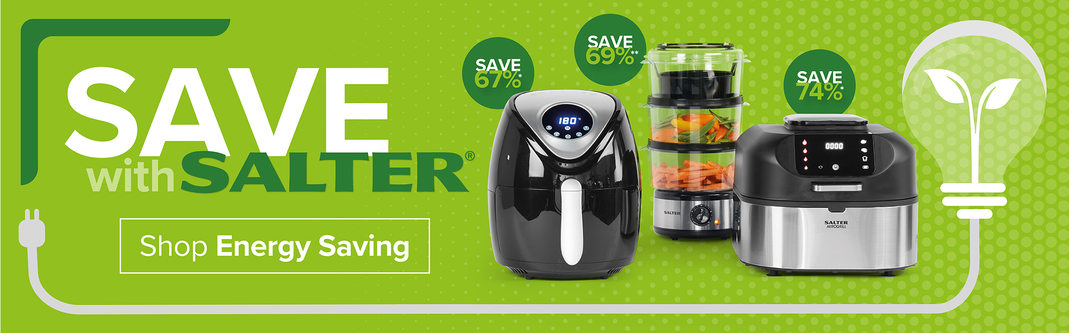 Save with salter! Shop our energy saving appliances here. From Air fryers to steamers, we've got it all!