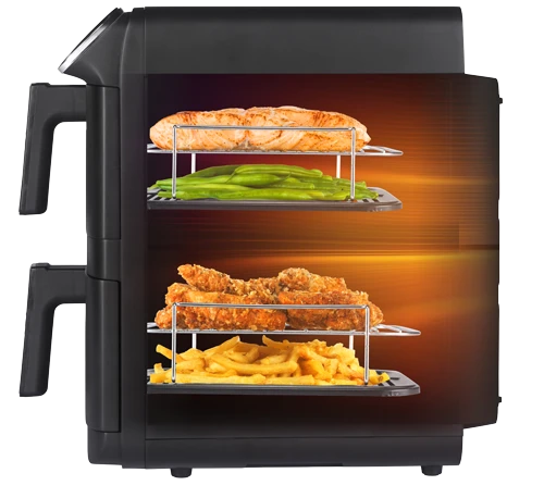 Air fryer showing internal heat flow