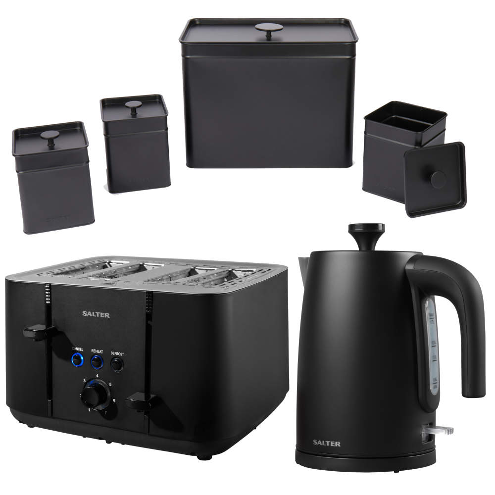 Shop Salter Kuro Kettle, Toaster and Canister Set Black