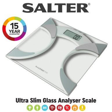 Salter 9205 WH3R Digital Bathroom Scale – Large Display Body Weighing  Scales, Glass Platform, Easy Read, Instant Weight Reading, Carpet Feet for