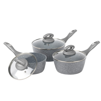 15-Piece Granite/Marble Coated Aluminum Cookware Set Beige 15-Piece