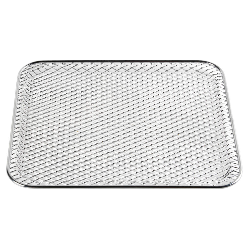 Silver rectangular mesh cooking tray