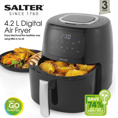 Salter EK4628 1800W 8L Digital Air Fryer Black And Stainless Steel
