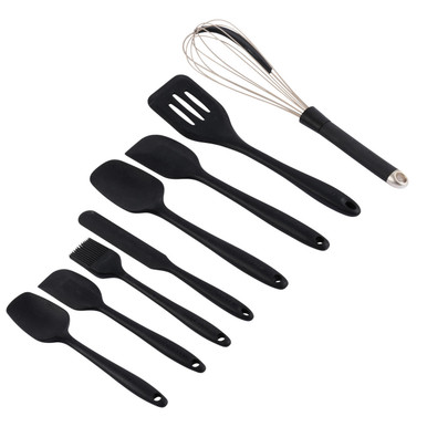 14 Pc Kitchen Silicone Cooking Utensil Set w Holder Heat Resistant Wooden  Handle