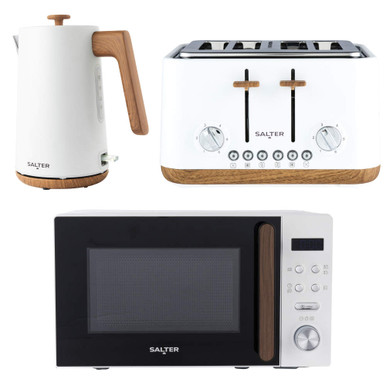 Toronto Kettle, Toaster, Microwave Set - White