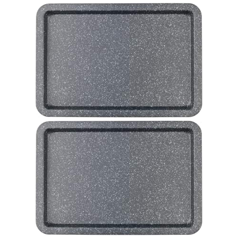 Set of two grey speckled rectangular baking trays