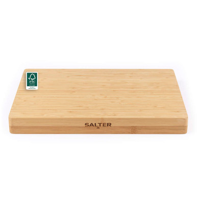 Bamboo chopping board with Salter logo and FSC certification badge