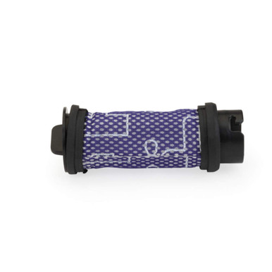 Dyson vacuum filter, blue mesh pattern, shown side view
