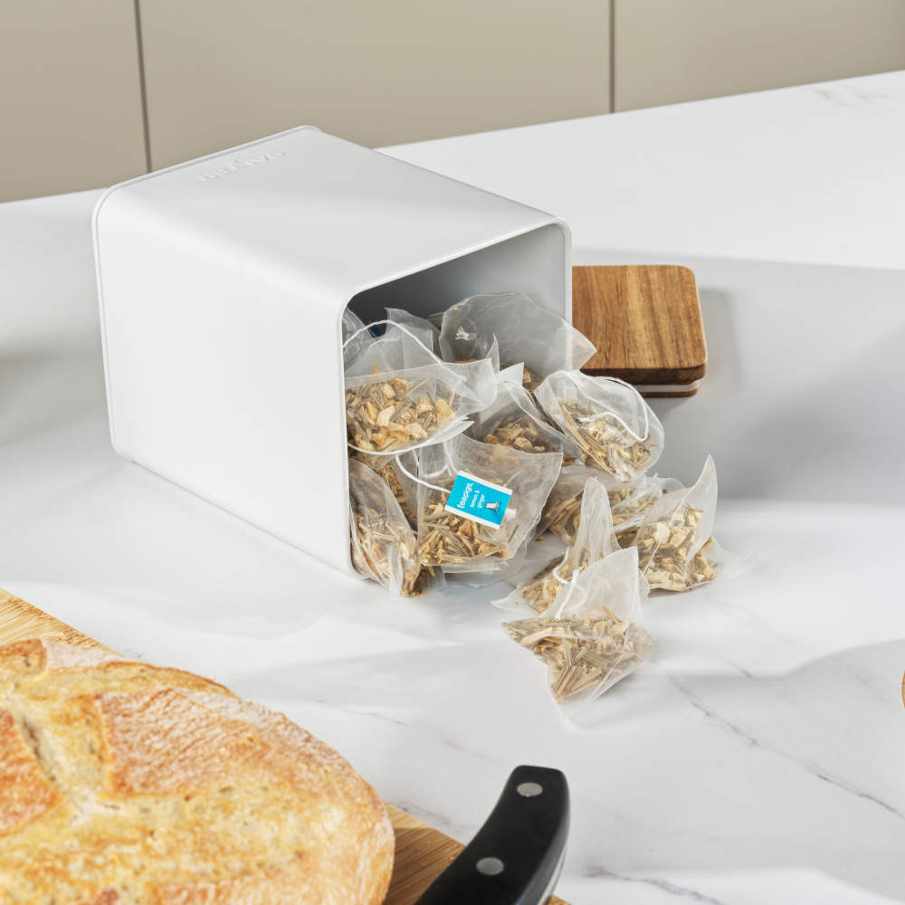 Toronto Chopping Board Bread Bin & 3-Piece Canister Set – White