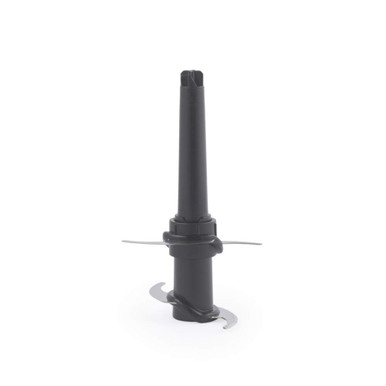Black replacement chopper blade for food processor, upright on white background