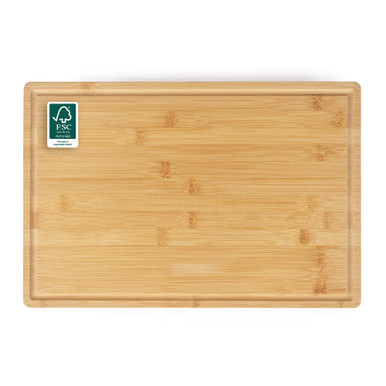 Rectangular bamboo chopping board with FSC logo in top corner