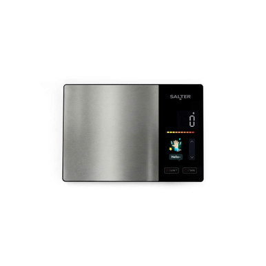 Silver digital kitchen scales with stainless steel platform