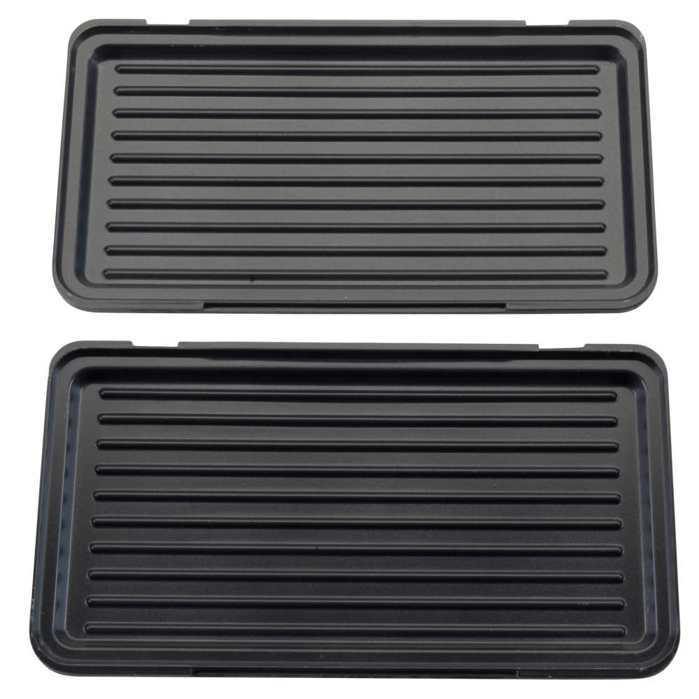Pair of black ridged grill plates