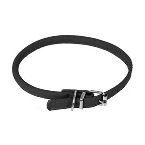 Dogline Leather Round Lead Black