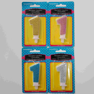 Glitter Birthday Candle Assorted Colors 3"