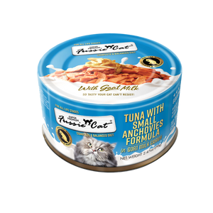 Fussie Cat Premium Tuna w/Sm Anchovies in Goats Milk 2.4oz Fussie Cat Premium Tuna w/Sm Anchovies in Goats Milk 2.4oz