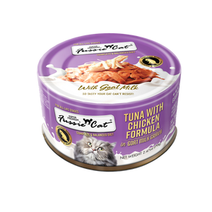 Fussie Cat Premium Tuna w/Chicken in Goats Milk 2.4oz Fussie Cat Premium Tuna w/Chicken in Goats Milk 2.4oz