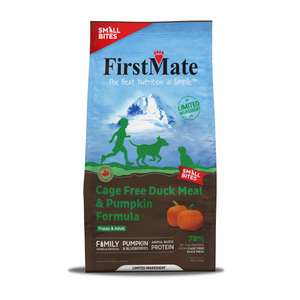 First Mate Dog LID GF Cage Free Duck & Pumpkin Small Bites 4lb First Mate Dog LID GF Cage Free Duck & Pumpkin Small Bites 4lb
