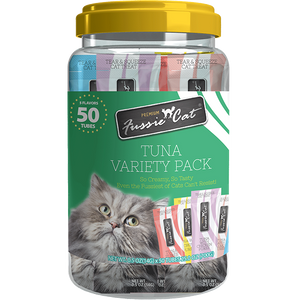 Fussie Cat Treats Tuna Puree Variety Pack (5 Flavor) 50pc