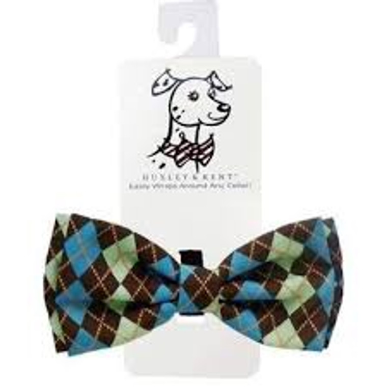 Huxley & Kent Bow Tie Argyle Teal/Brown *DISC*