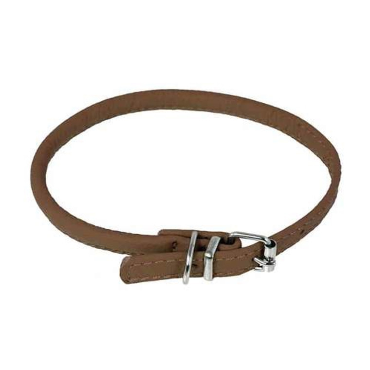 Dogline Round Leather Collar XS 10-13" Brown