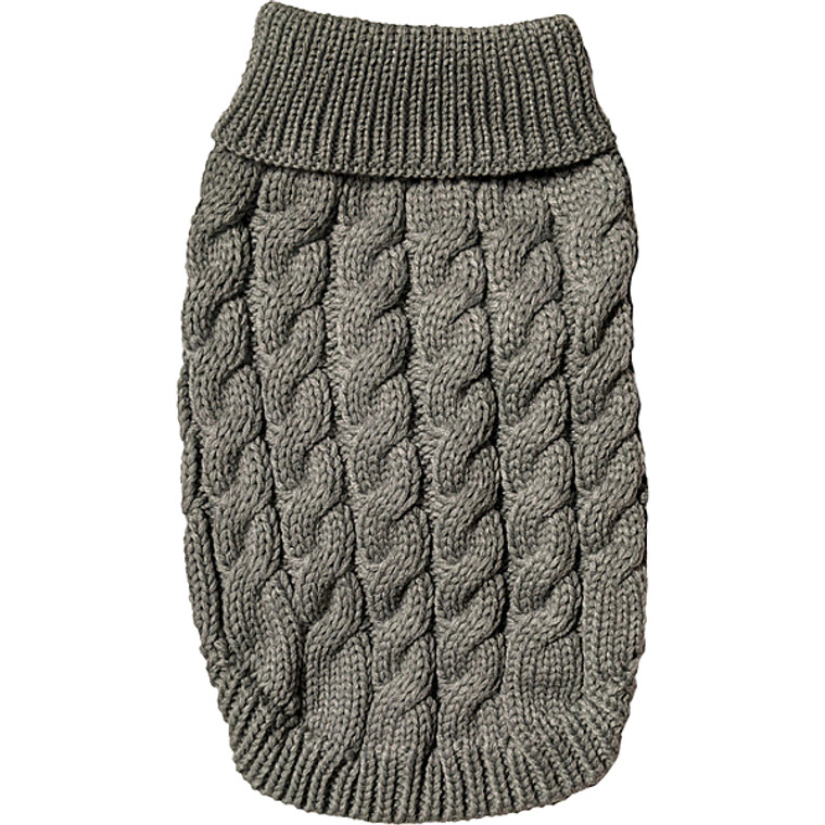 Cosmo Furbabies Chunky Cable Knit Sweater Grey