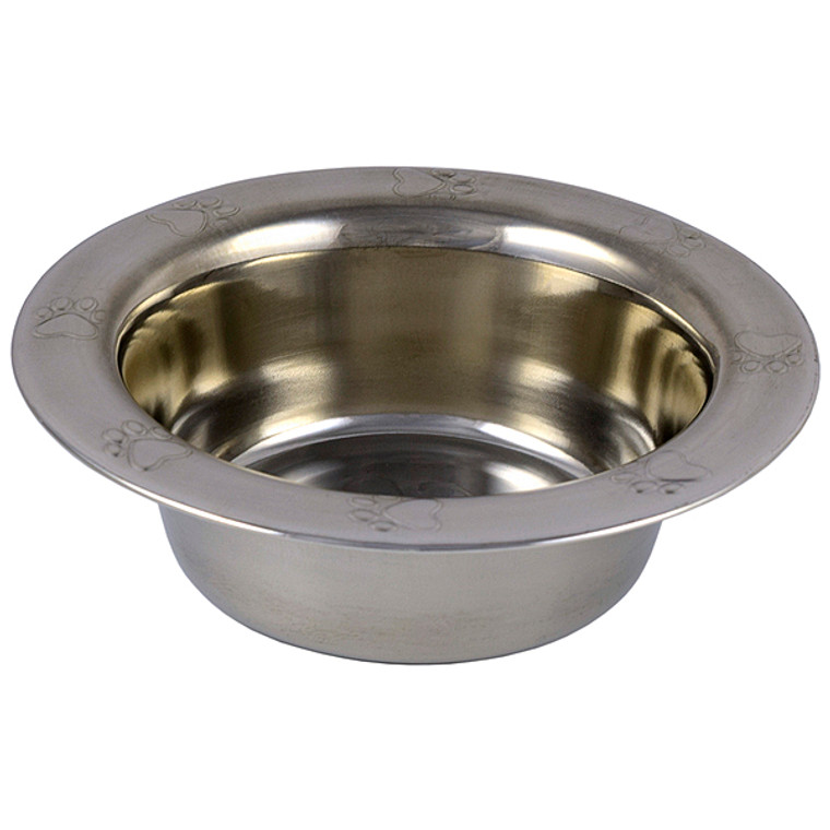 Unleashed Stainless Steel Bowl Paw Prints 16OZ