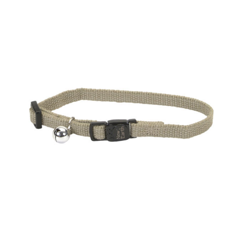 New Earth Soy Adj Bkwy Cat Collar 12" Olive