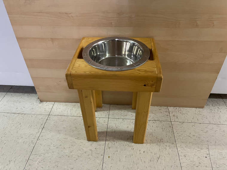 Wood Single Dog Bowl Stand