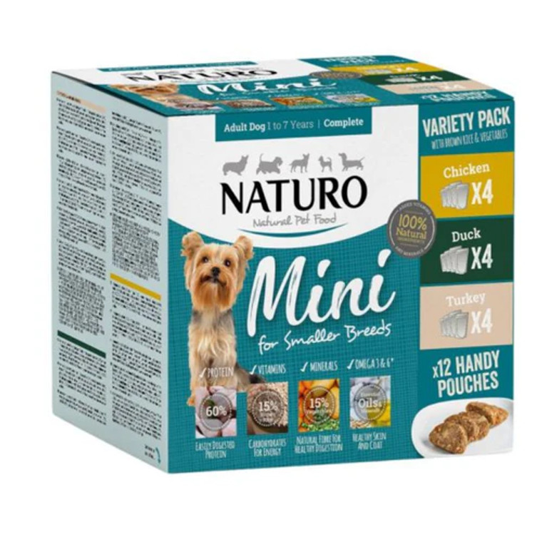 Naturo Dog Mini Pouch Variety With Rice 12pk Naturo Dog Mini Pouch Variety With Rice 12pk