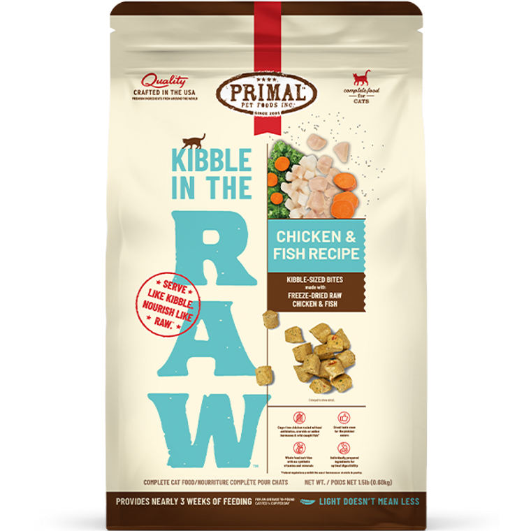 Primal Cat Kibble in the Raw Chicken & Fish 1.5 lb
