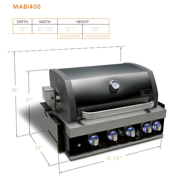 Mont Alpi 32" Black Stainless Steel Built-In Grill - MABi400-BSS