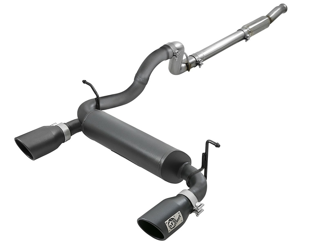 AFE 49-48096-B Rebel Series Exhaust w Black Tip for 18-23 Jeep Wrangler JL 2.0L