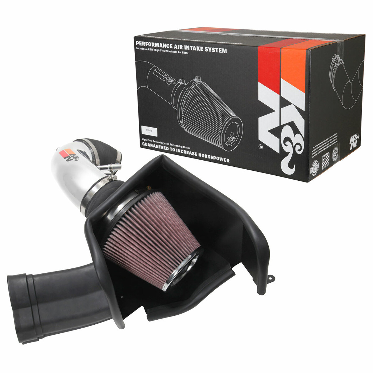 K&N 69-3540TP Cold Air Intake For 2018-2023 Ford Mustang GT 5.0L Polished Tube