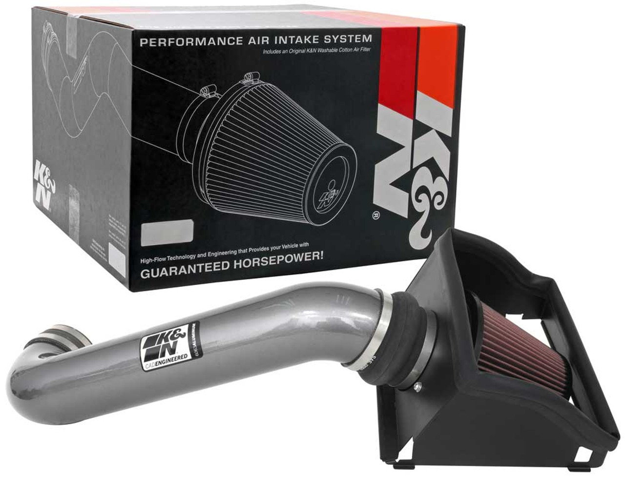 K&N 77-2616KC Performance Air Intake System For 21-23 Ford F150 5.0L Gray tube