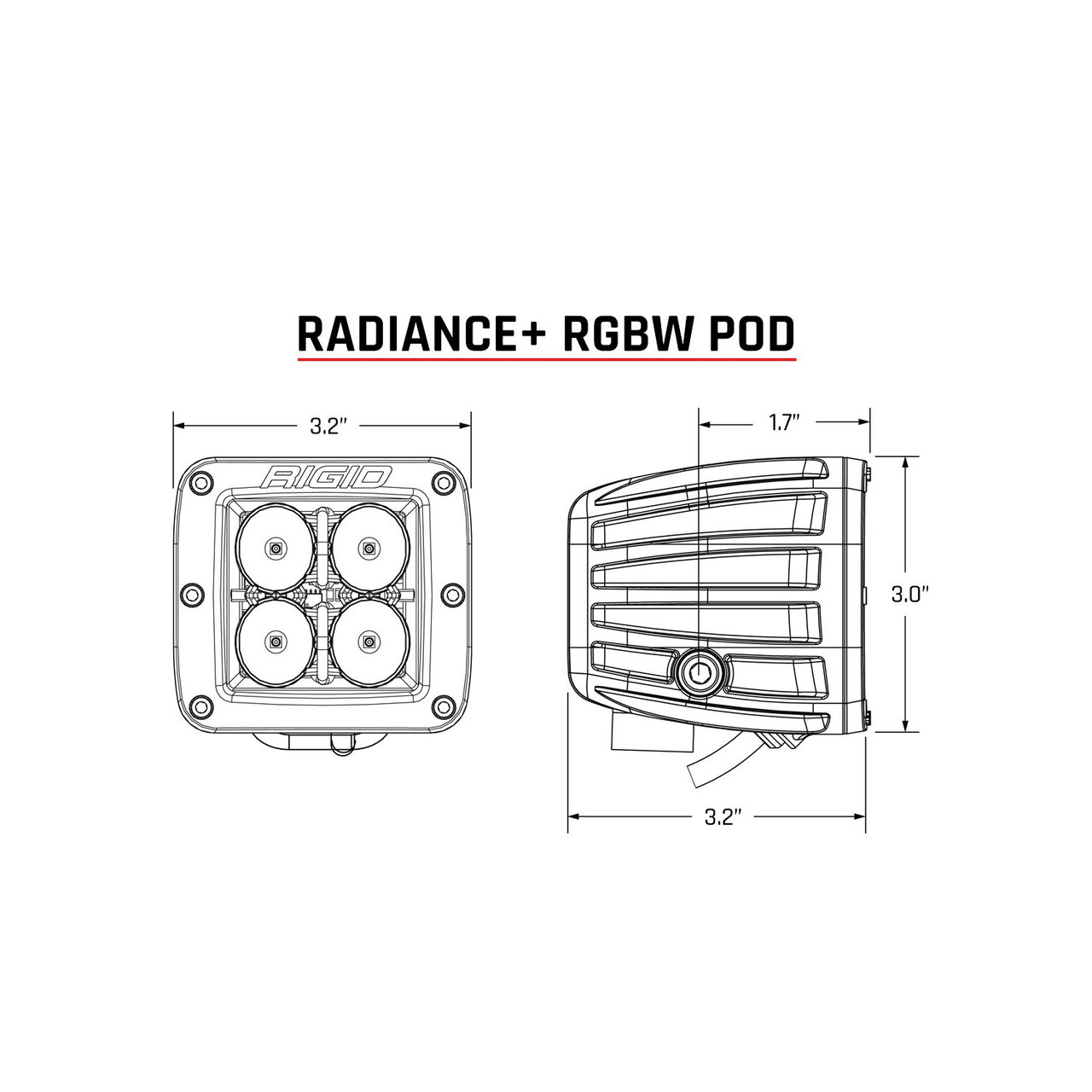 RIGID Industries 202053 Radiance+ RGBW Pod Pair 8 Backlight Options Spot Drive