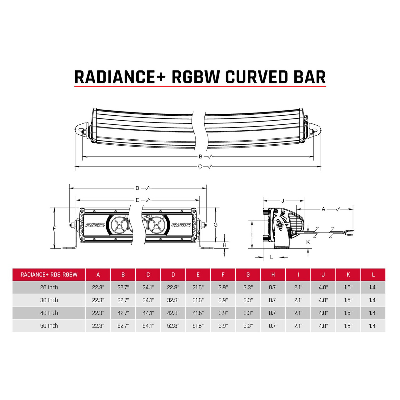 RIGID Industries 320053 Radiance+ Curved 20 Inch RGBW LED Light Bar