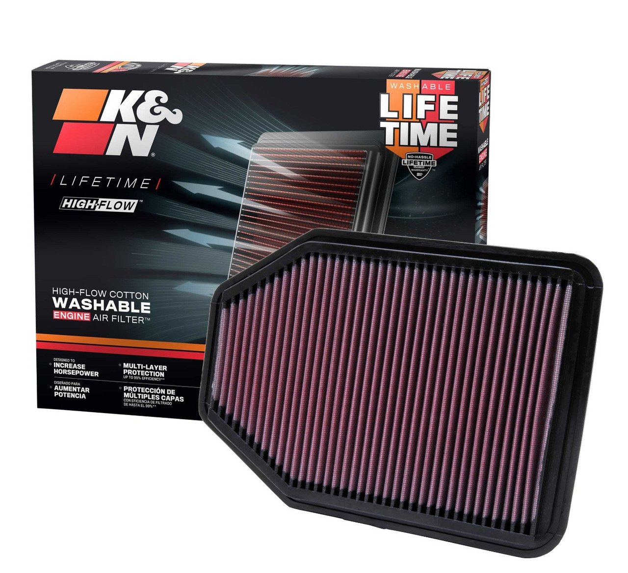 K&N 33-2364 Air Filter For 2012-2018 Jeep Wrangler 3.6L  2007-2011 Wrangler 3.8L
