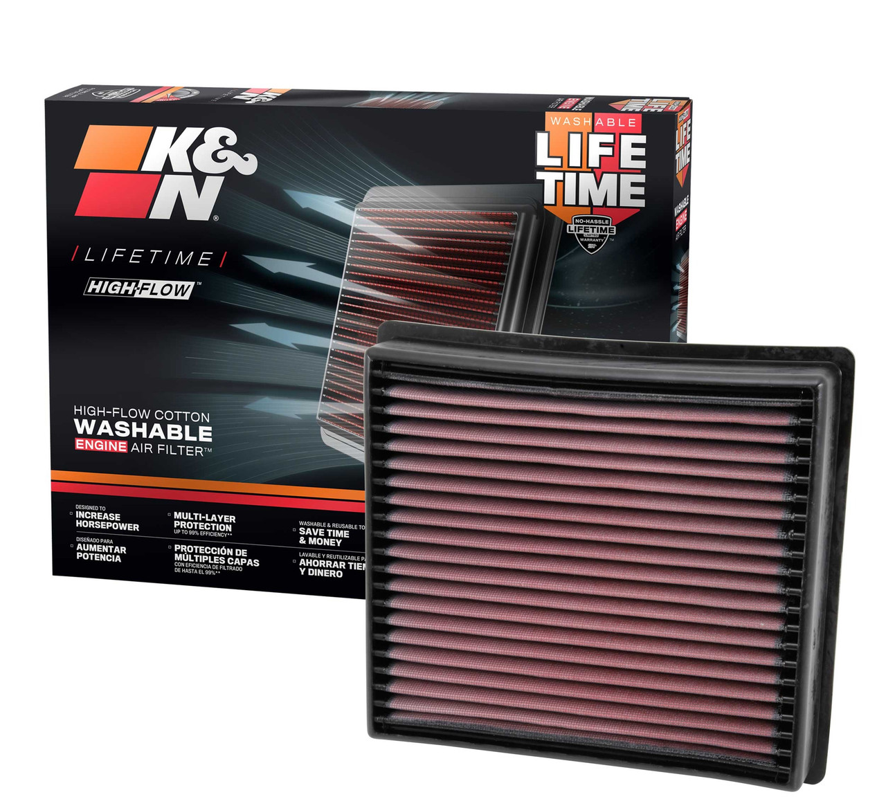 K&N 33-5005 Drop In Air Filter For 13-26 Dodge Ram Cummins Diesel 6.7L 19-26 6.4
